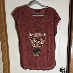 Maroon Butterfly Graphic Blouse